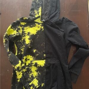 Midnight Hour Split Tie-Dye Hoodie in Black & Neon Green